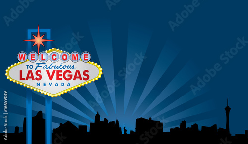 Las Vegas Sign with City Skyline