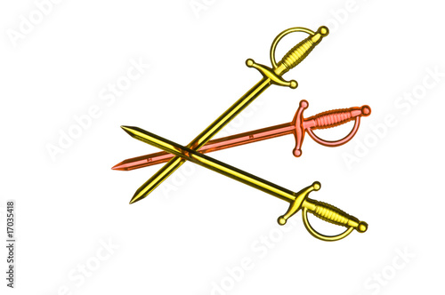 Three plastic swords crossing