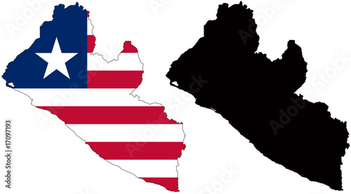 vector map and flag of liberia