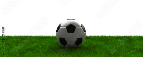 football on grass with clipping path