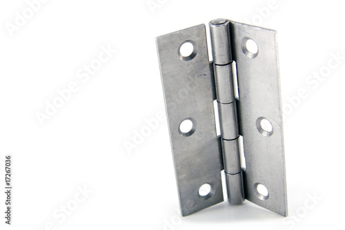 Stainless steel hinge isolated on white