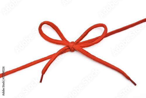 Red shoelace with bow