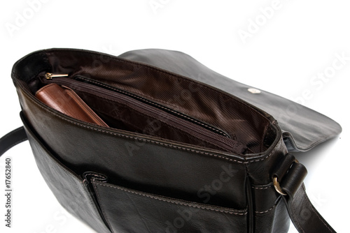 Black handbag with wallet