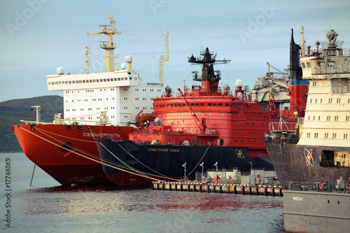 Russian nuclear-powered ships in port Murmansk.