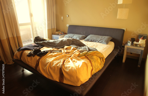 unmade bed