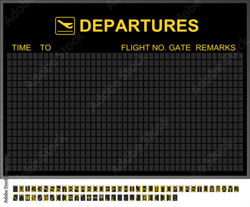 Empty International Airport Departures Board