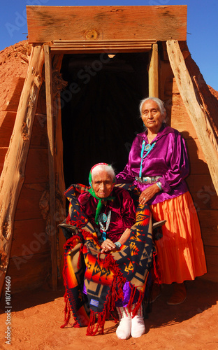 Elderly Navajo woman with her daughter