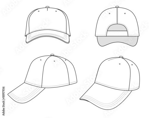 Outline cap vector illustration isolated on white