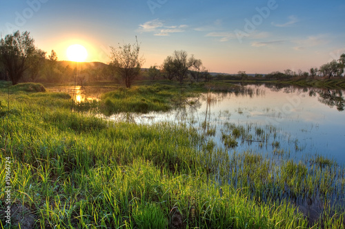 spring sunset landscape