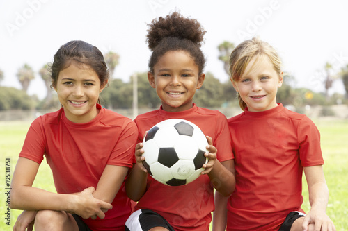 Young Girls In Football Team