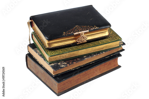 Old antique books with clipping path