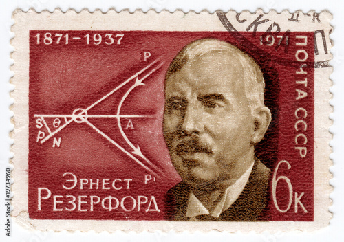 stamp printed in USSR (now is Russia), Ernest Rutherford