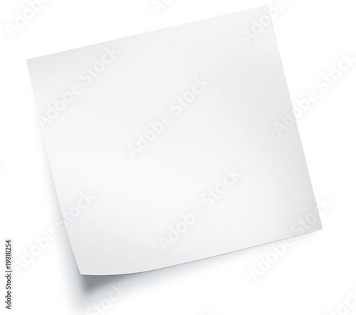 White sticky note isolated on white