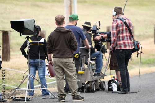 Movie crew shooting a scene