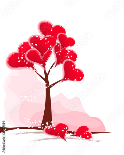 tree red hearts