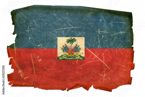 Haiti Flag old, isolated on white background.
