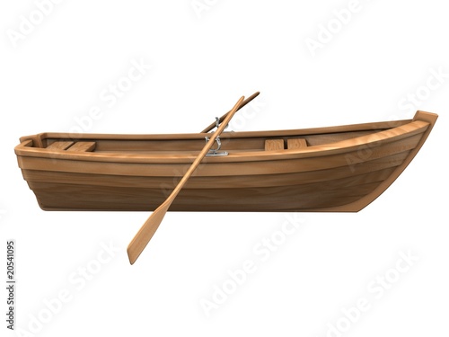 Wood boat isolated on white