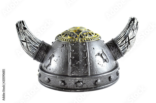 Decorative helm viking with two horns - back view