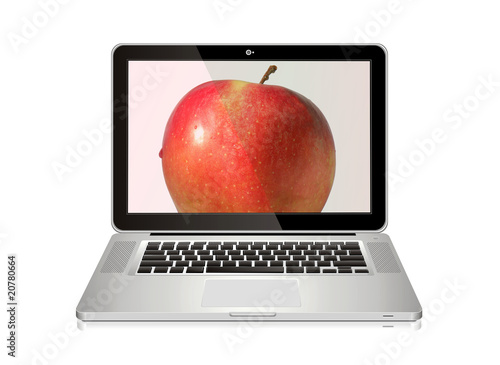 laptop z jabłkiem