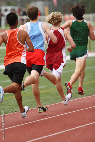 Track athletes running