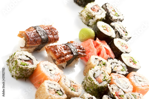 Different types of sushi.