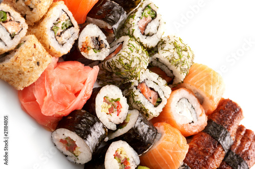 Different types of sushi.