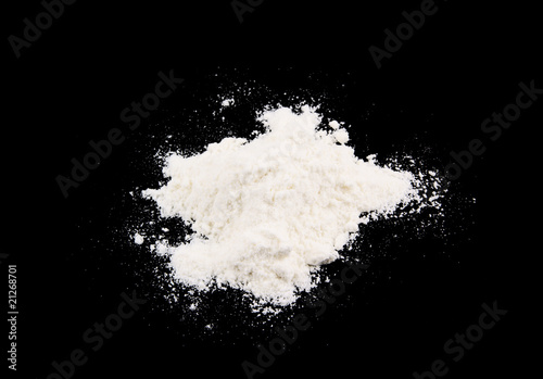 White powder on a black background