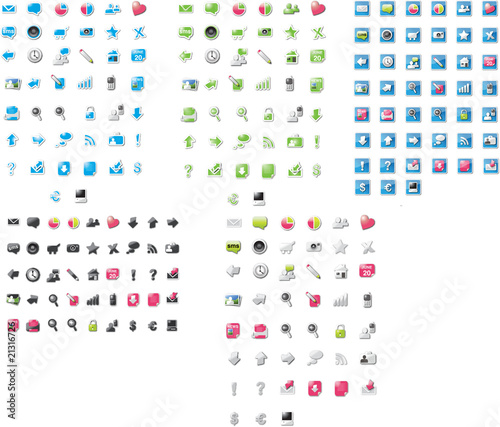 Web 2.0 icons in different colors