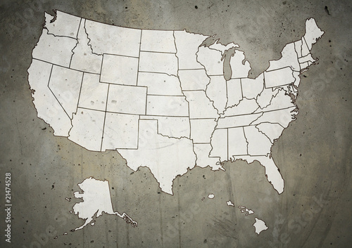 Map of US with marked states