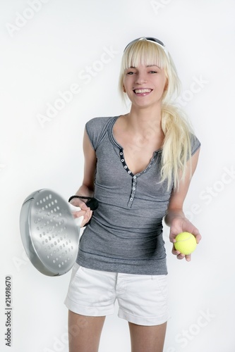 paddle tennis sport blonde young beautiful girl