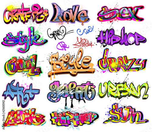Graffiti vector background collection. Hip-hop design