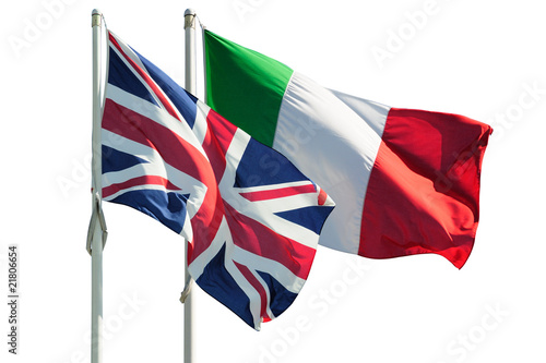 Bandiera italiana e inglese isolate