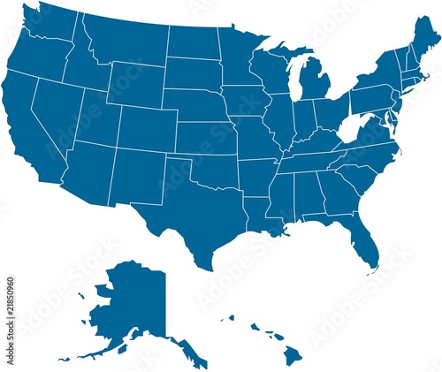 Map of USA with separable borders in vector art