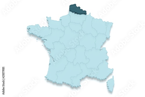 région nord pas de calais 3D détouré fond blanc ombré