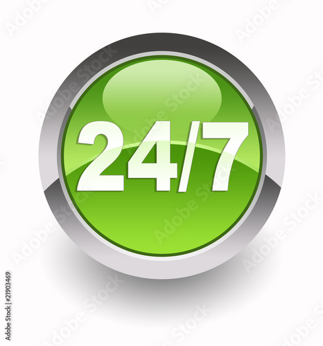 ''24/7 customer service'' glossy icon