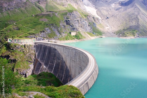 Concrete dam wall of Kaprun power plant, Salzburg Alps, Austria