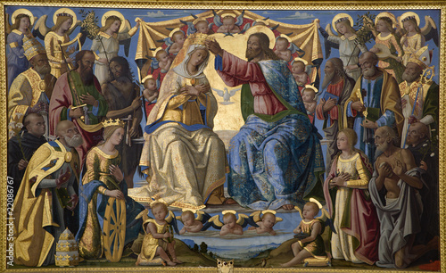 Jesus Christ and coronation of holy Mary
