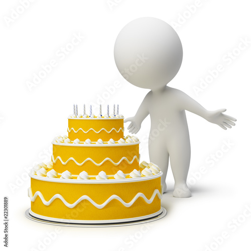 3d small people - birthday cake