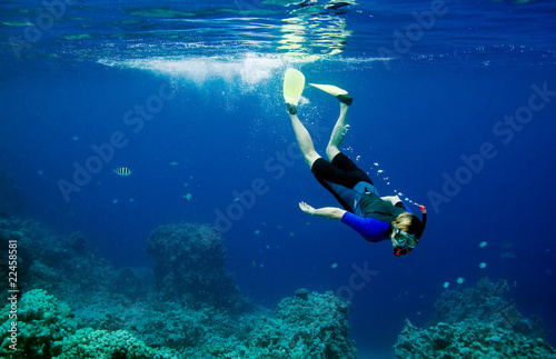 Woman snorkeling in the sea