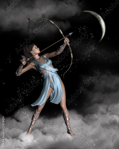 Diana (Artemis) the Huntress with Crescent Moon