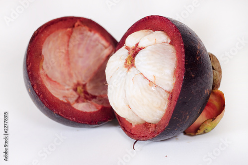 Tropical fruit mangosteen isolated on white background