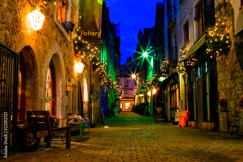 old Galway city street at night