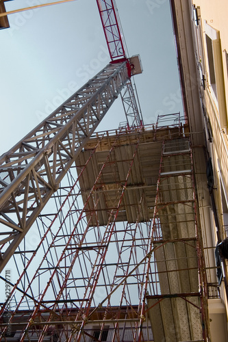 Crane and scaffold
