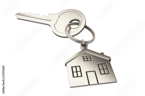 House shaped keychain isolated on white background