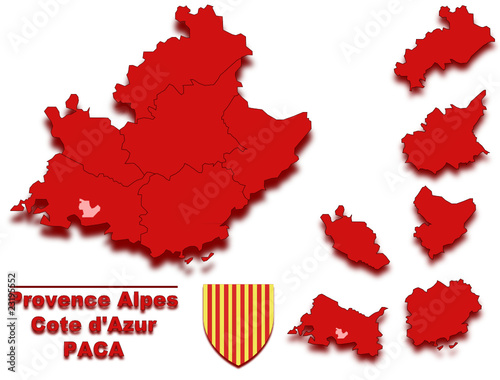 carte paca région de france avec blason ou drapeau
