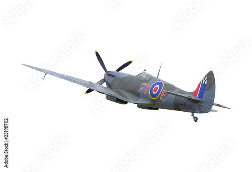 Spitfire fighter plane isolated on white background