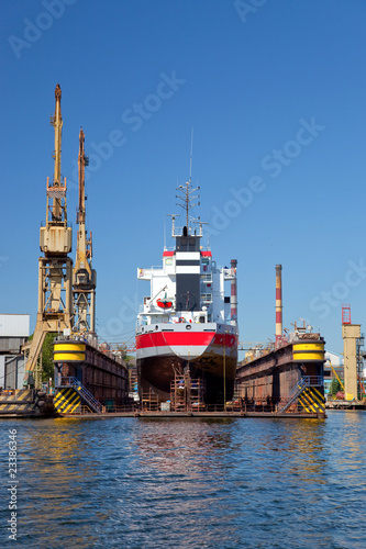 On the dock at the shipyard