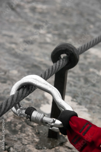 two carabiners on a cable