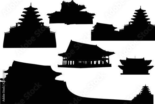 set of pagoda silhouettes