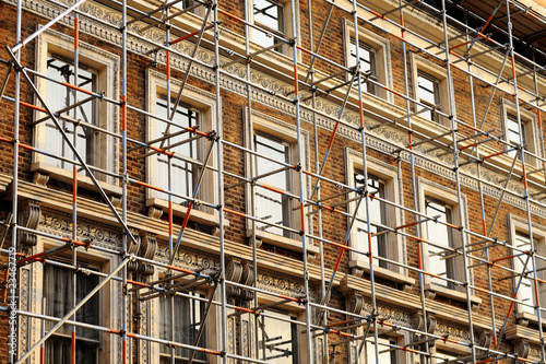 Fragment of a scaffolded house wall in West London